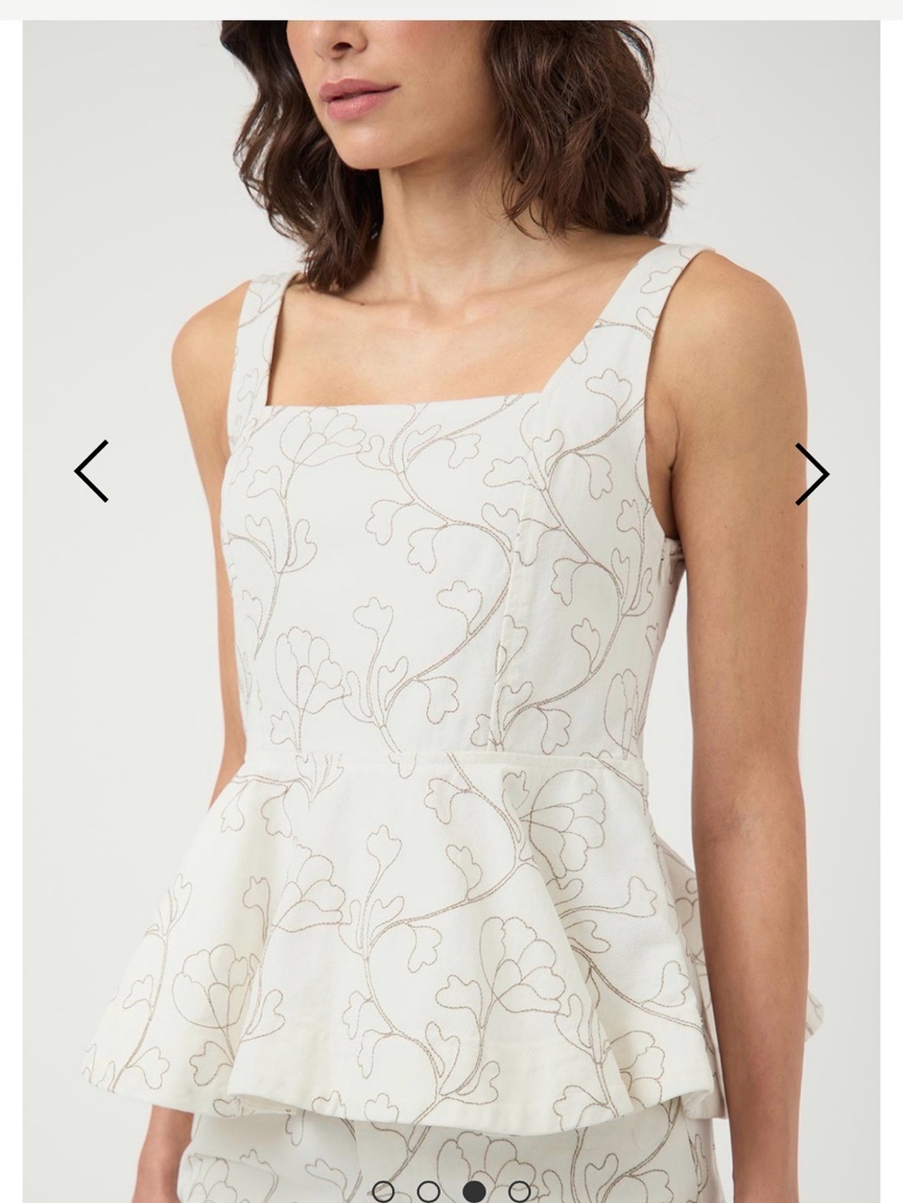 YAS Denim Peplum Embroidered Top - 36